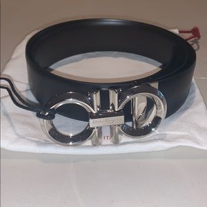 Smooth Black Leather Belt with Silver hardware